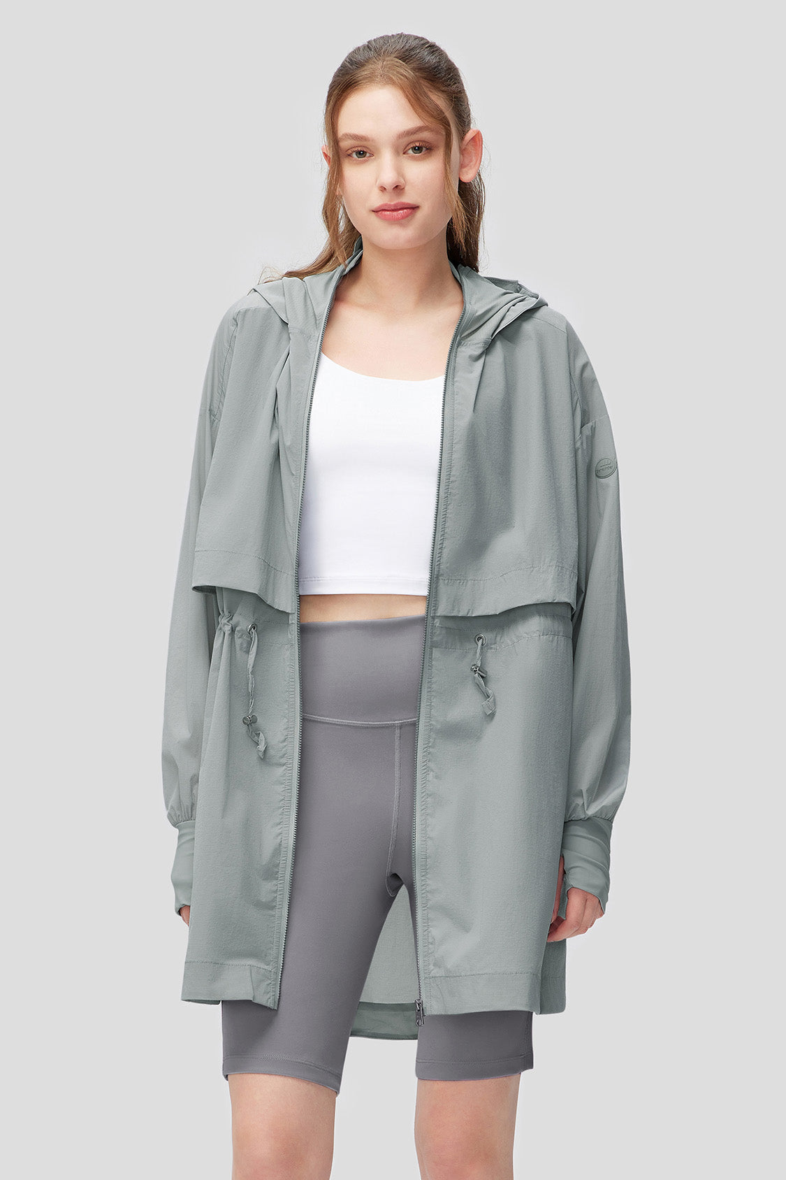 AiryArtsy Women's UPF50+ Sun Protection Windbreaker Jacket - Lightweight Long Sleeve UV Shielding Coat for Outdoor Hiking, Running & Beach Wear