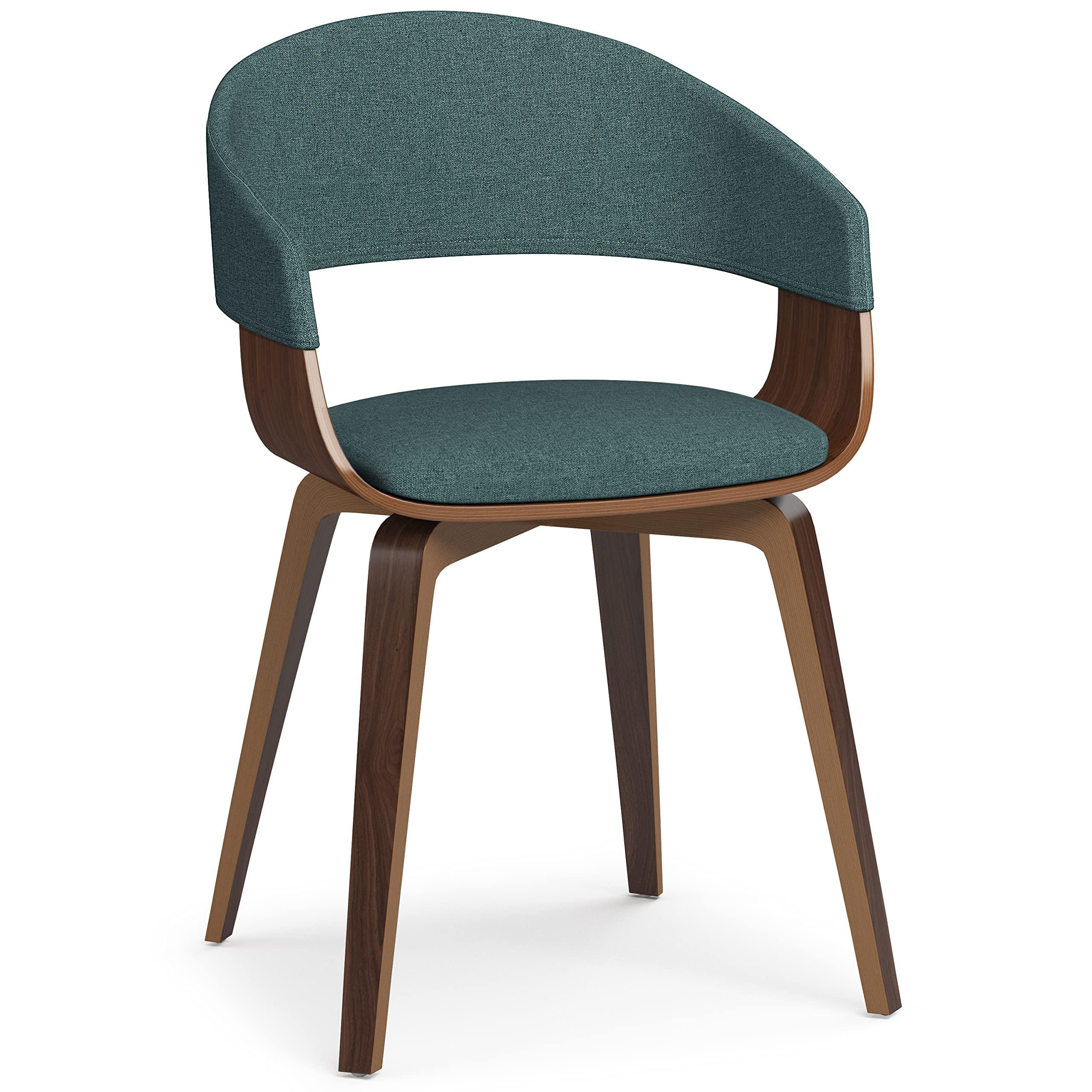 SIMPLIHOME Lowell Dining Chair - Light Turquoise Blue Linen Fabric, 21.1x20.5x30.3 Inches, Bentwood Frame with Walnut Legs, Modern Dining Room Chair for Kitchen, Breakfast Nook & Home Decor