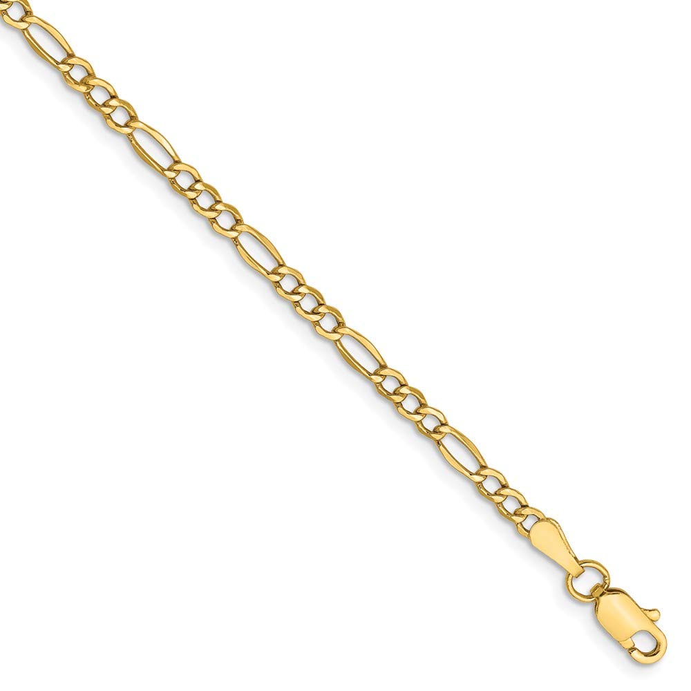 14K Yellow Gold 2.5mm Figaro Chain Necklace with Lobster Clasp - Durable & Elegant Jewelry for Women, Men - Perfect for Everyday Wear, Gifts & Special Occasions