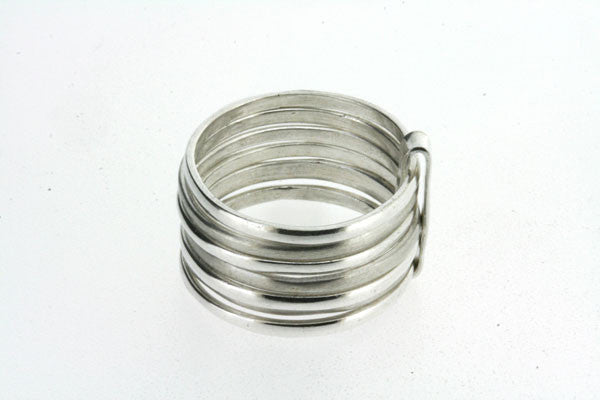 7 Band Sterling Silver Brushed & Polished Ring for Women - Elegant Stackable Jewelry for Everyday Wear, Gift Giving & Special Occasions