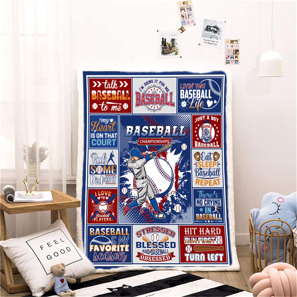 Peakman Baseball Blanket - Soft & Cozy Sports Blanket for Outdoor Games, Picnics, and Camping - Perfect for Baseball Fans, Stadium Use, and Home Decor