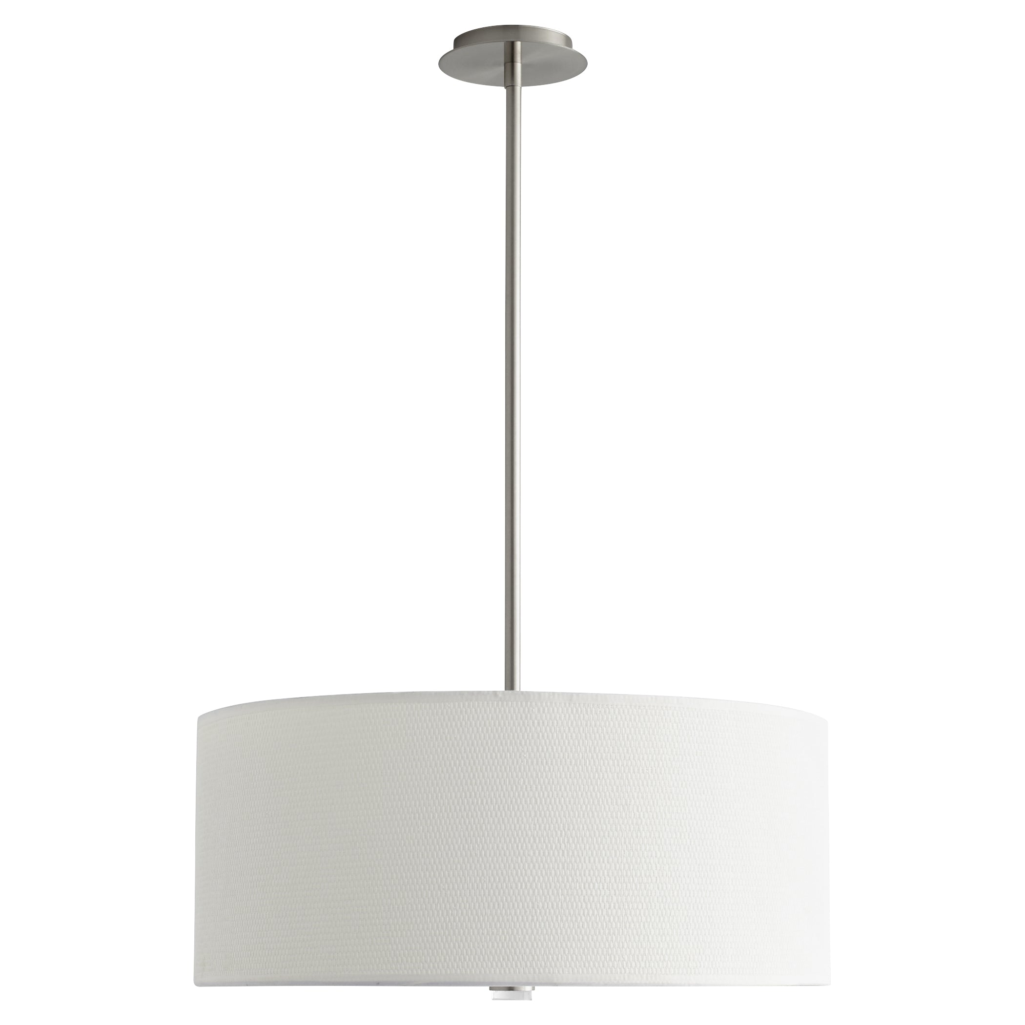 Oxygen Echo 3 639 24 Inch Drum Pendant Light Fixture - 3000K Warm White, Satin Nickel & White Grass Shade - Modern Ceiling Lighting for Dining Room, Kitchen Island, or Bedroom