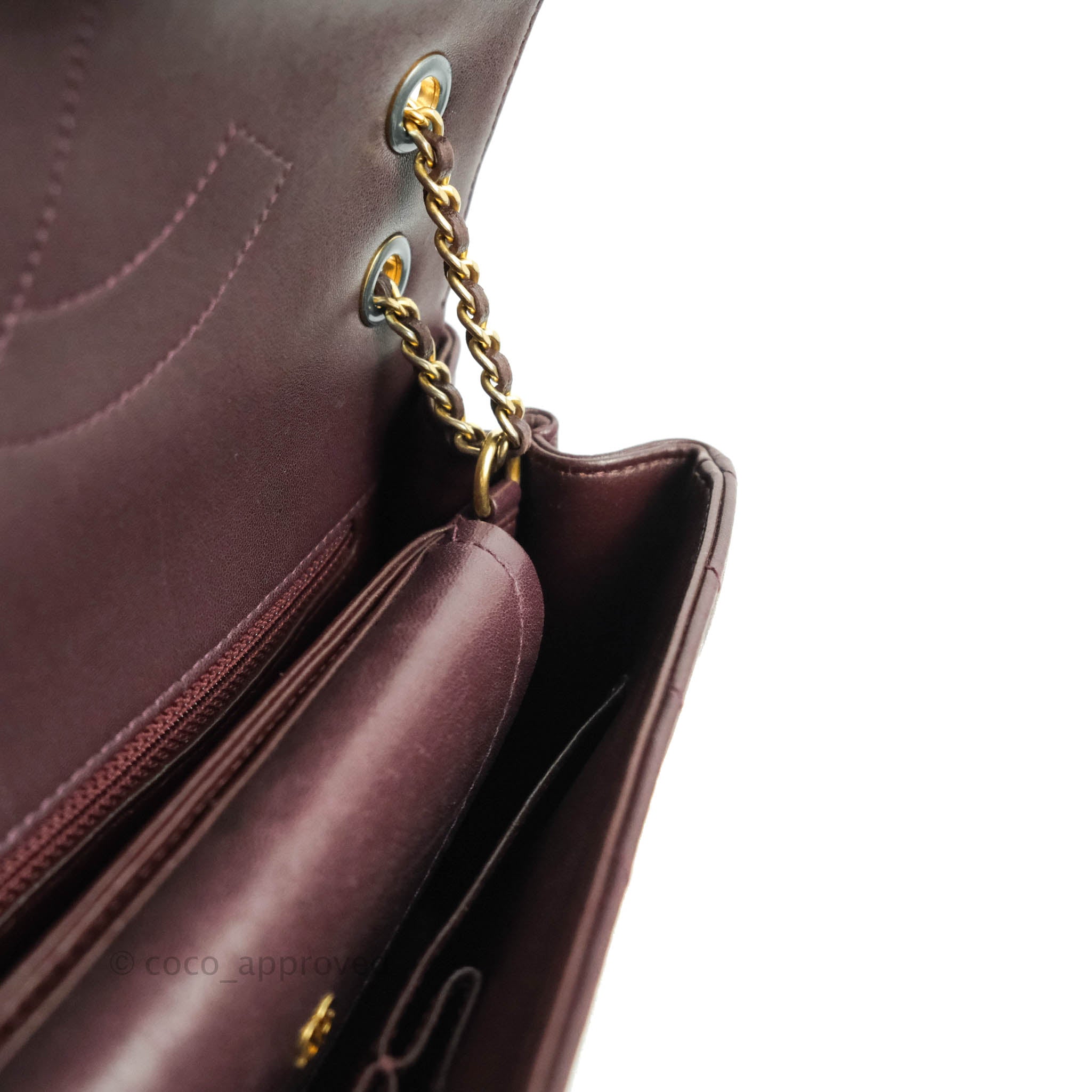 Chanel CC Signature Flap Bag in Diagonal Burgundy Calfskin with Aged Gold Hardware - Luxury Crossbody Purse for Women, Perfect for Date Night & Special Occasions