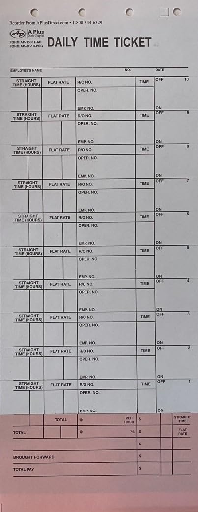 500-Pack #1508 Job Time Tickets & Flag Sheets (10 Labels) - Perfect for Office, Warehouse, and Inventory Management