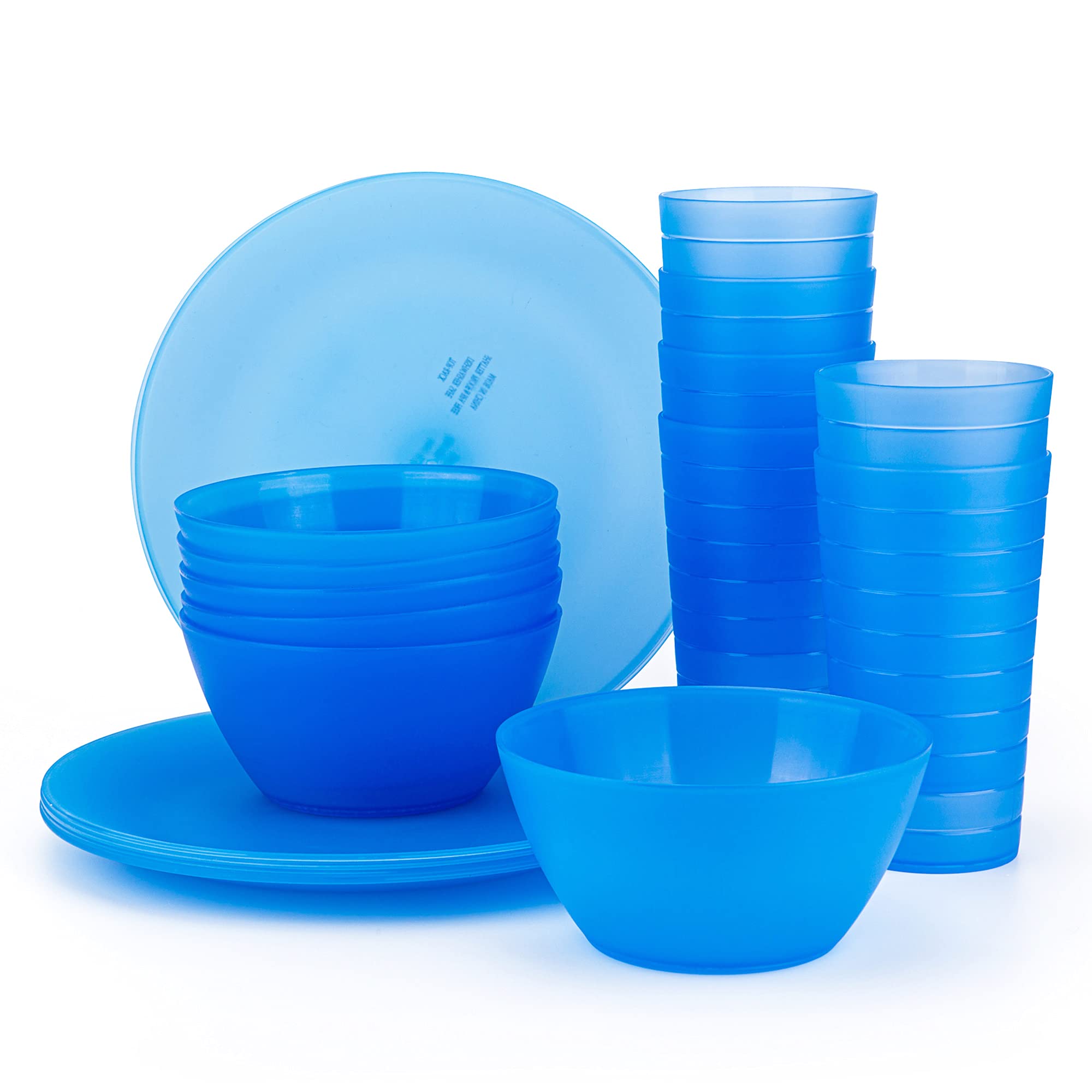 Unbreakable Plastic Dinnerware Set - 18-Piece Reusable Plates, Bowls & Tumblers for Outdoor Picnics, Camping, and Parties | Durable & Lightweight Blue Tableware