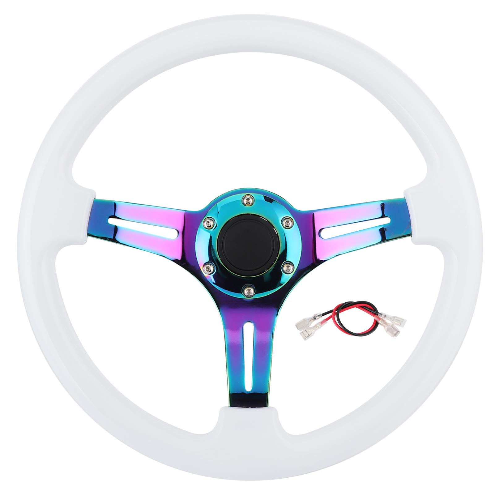 Yctze 14-inch 6-Hole Racing Steering Wheel - Colorful Spoke ABS Drifting Wheel - Universal Replacement Car Accessory for Quick Release - Perfect for Street Racing, Drifting & Car Modification