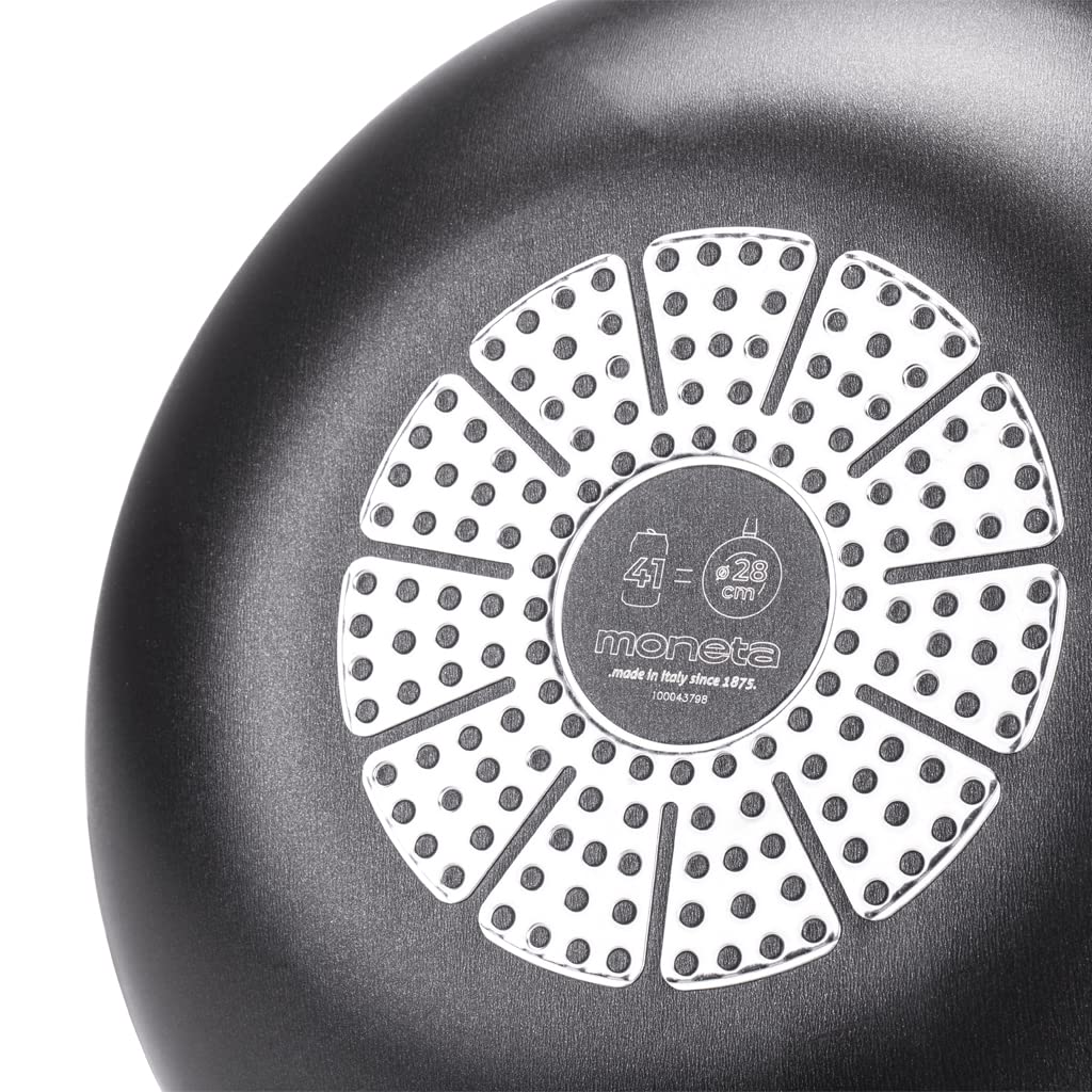 Moneta Gea 28cm Aluminum Wok Pan - 100% Recycled Material, Induction Compatible, Made in Italy - Perfect for Stir-Frying, Sautéing & Asian Cooking