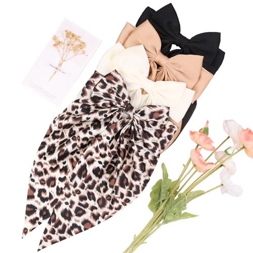 Satin Clips-Black, Khaki, Cream, leopard print