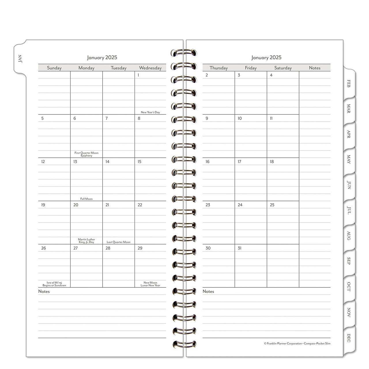 FranklinCovey 2025 Monthly Wire-Bound Planner - Slim Pocket Size (January - December) | Perfect for Business Professionals, Students & Goal Tracking | Ideal for Office, School & Daily Organization
