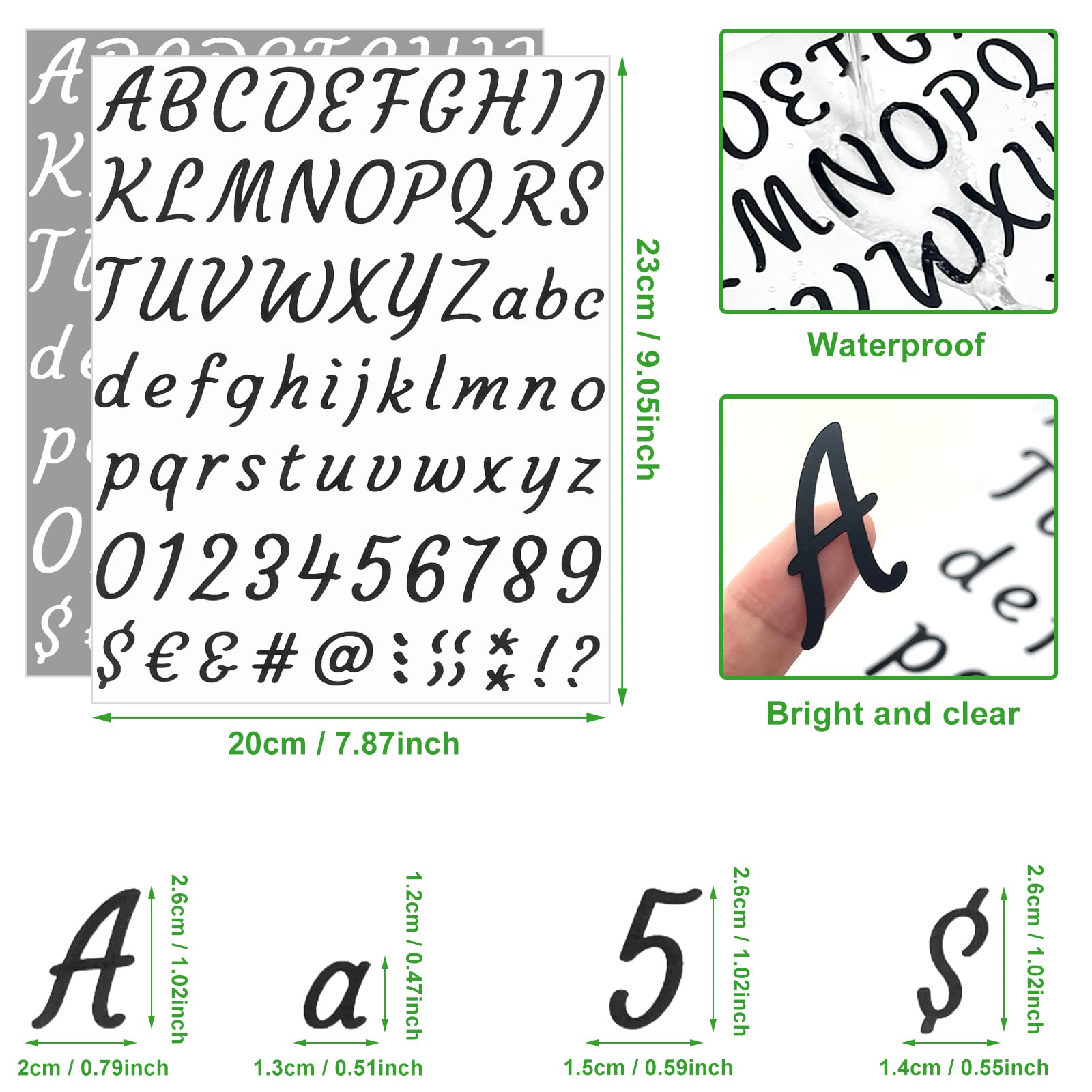 Alphabet and Number Stickers - 40 Sheets 2880PCS Self-Adhesive Vinyl Letters for Mailbox, Graduation Cap, Door, Car & Business Signs - Black and White Stickers for DIY Crafts, Home Decor & Address Marking