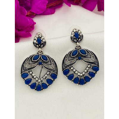 The Enchanted Journey of the Oxidized Blue Leaf Earrings