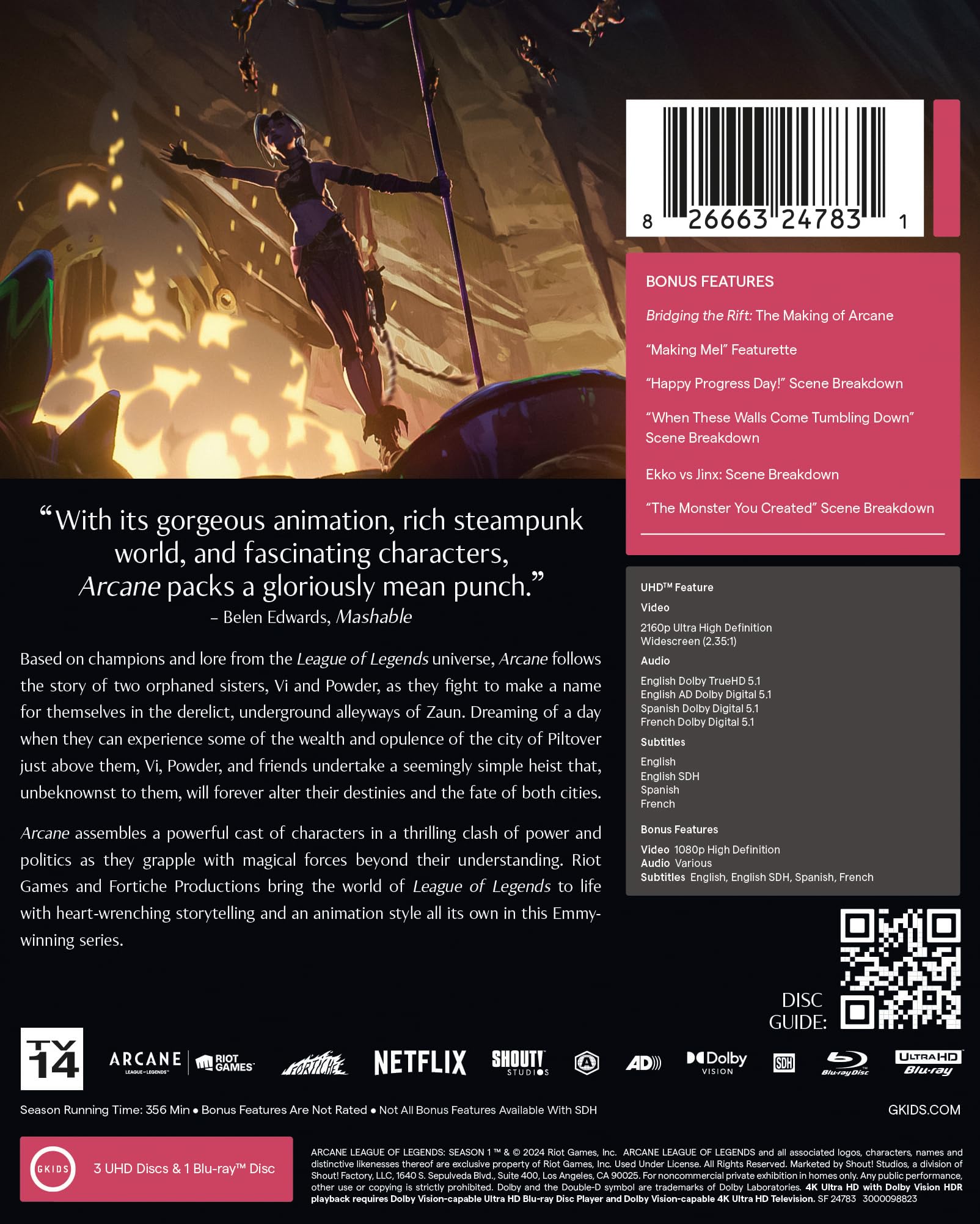 Arcane: League of Legends - Season 1 Limited Edition Steelbook 4K Ultra HD Blu-ray | Collector's Edition for Fans | Perfect for Home Theater & Gaming Enthusiasts
