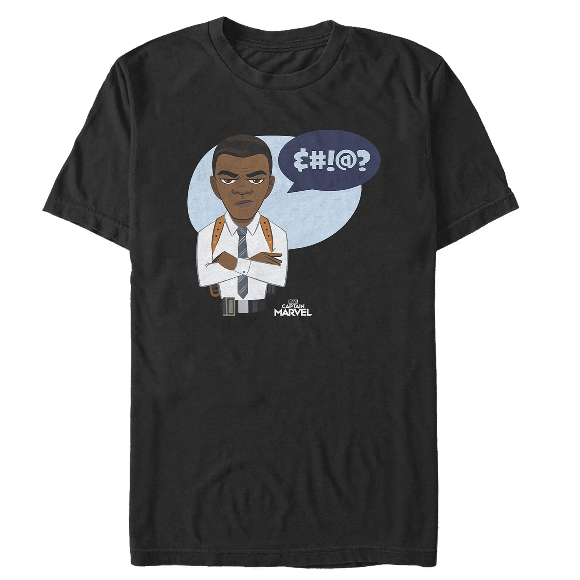 Marvel Men's Captain Nick Fury Graphic T-Shirt with Speech Bubble - Cool Superhero Tee for Fans, Cosplay & Casual Wear