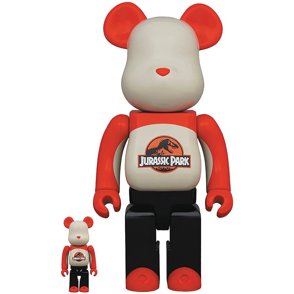 Jurassic Park 100% & 400% Bearbrick Collectible Figure Set by Medicom Toy - Perfect for Movie Fans & Vinyl Art Displays
