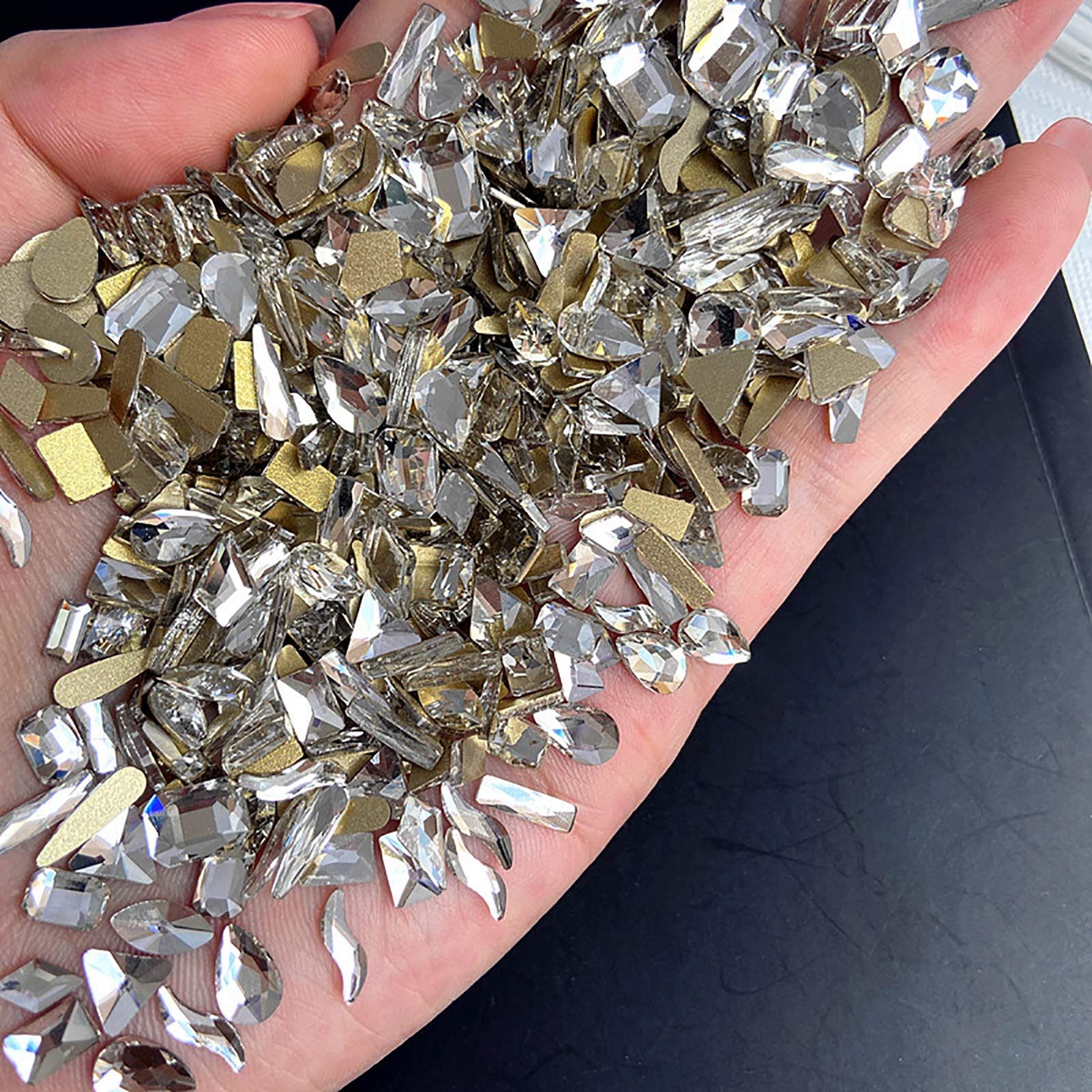 3D Nail Art Rhinestones - 50pcs White Gems for DIY & Beauty Decoration
