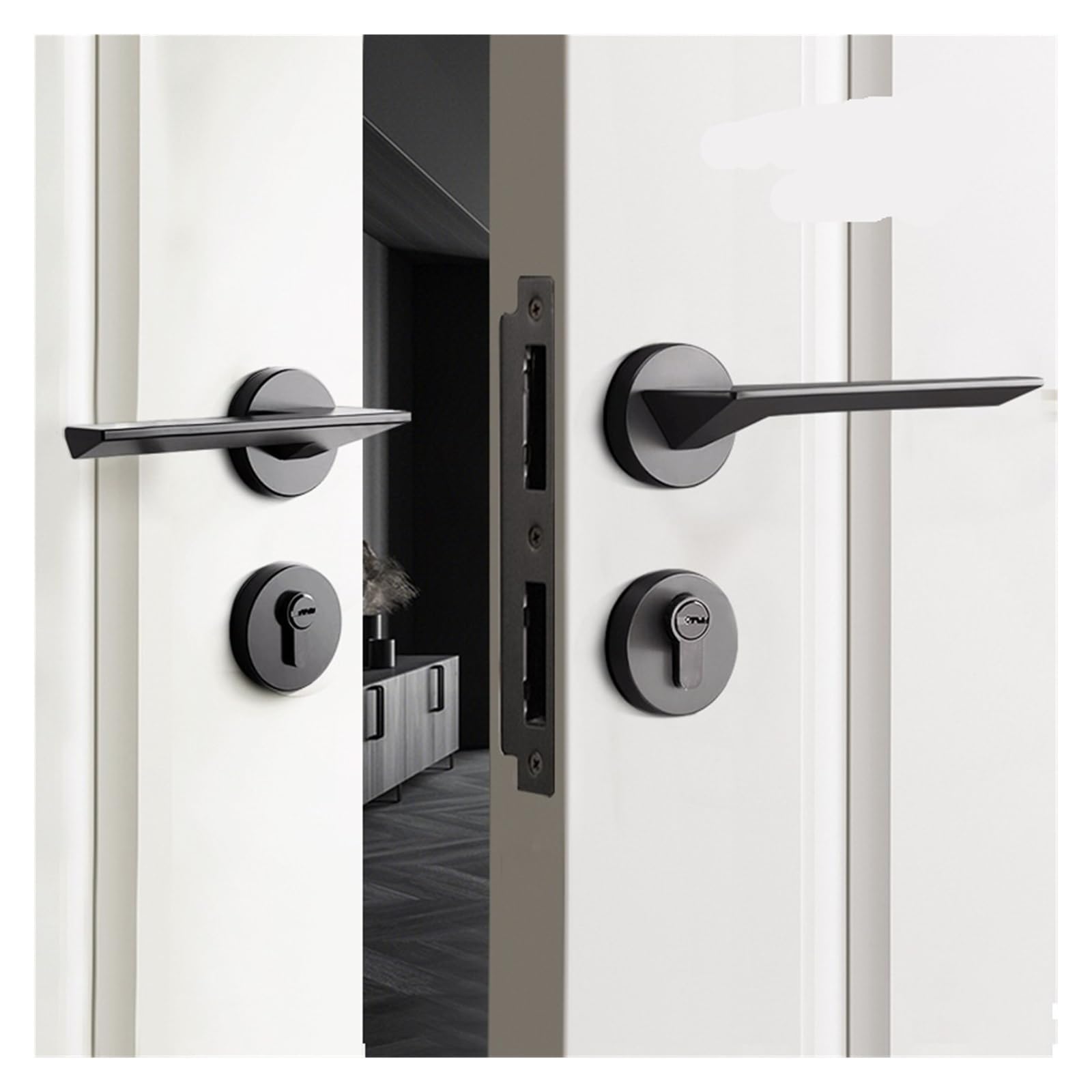 Premium Double Door Lock Set - Heavy Duty Office & Bedroom Wooden Door Lock - Interior Villa Double Door Security Lock - Complete Suite (Bronze A08 025) - Ideal for Homes, Offices & Commercial Spaces