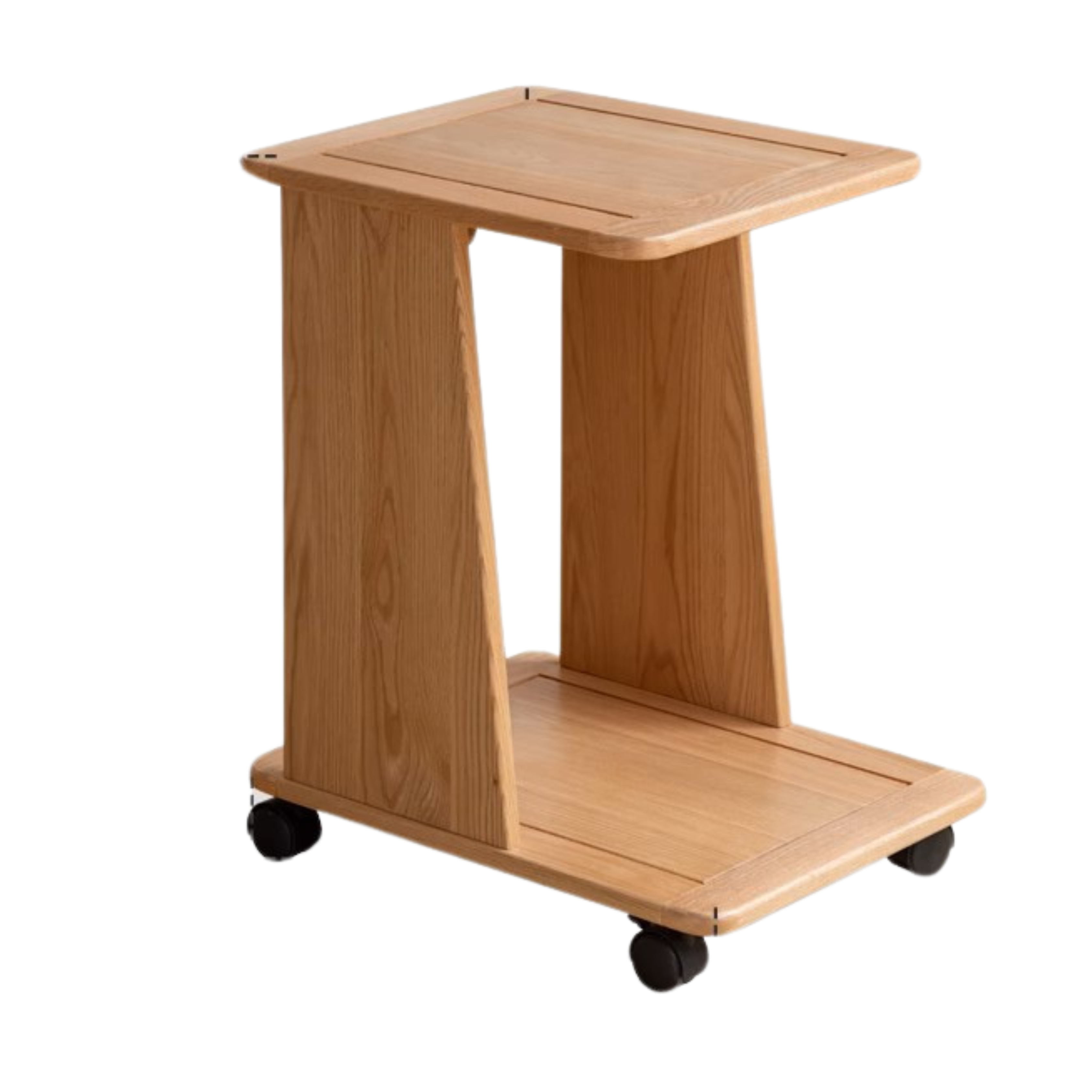 Solid Oak Wood Rolling Storage Cart - Mobile Organizer for Kitchen, Bathroom, or Office Use