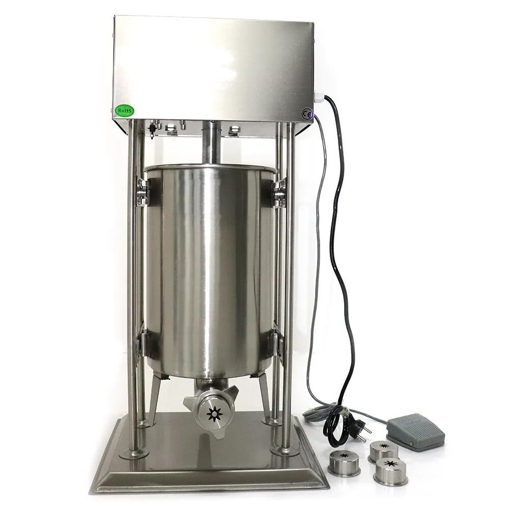 15L Electric Churro Maker Machine 110V 40W with 4 Stainless Steel Nozzles - Adjustable Speed Vertical Churros & Donuts Maker for Bakeries, Restaurants - Perfect for Commercial Kitchens, Food Trucks and Home Baking