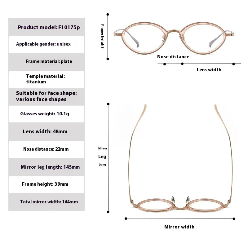 Aror Unisex Full Rim Small Oval Titanium Acetate Eyeglasses Frame 41075 - Lightweight & Durable for Work, Reading & Everyday Wear