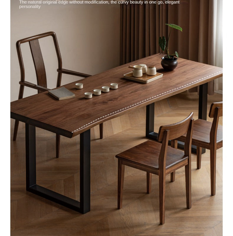 Premium Black Walnut Solid Wood Natural Edge Dining Table – Handcrafted Large Board for Rustic & Modern Home Decor – Perfect for Family Gatherings & Dinner Parties