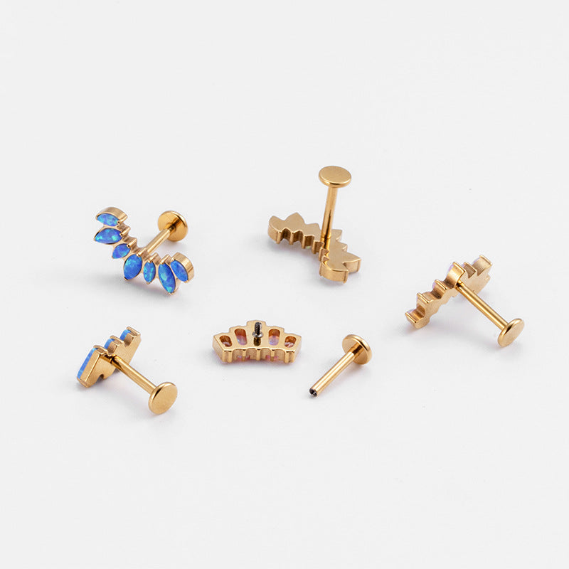 16G Cartilage Titanium Earrings - Tiny Colorful Crown Stud Earrings with Flat Back | Hypoallergenic Body Jewelry for Women | Perfect for Everyday Wear, Parties & Special Occasions