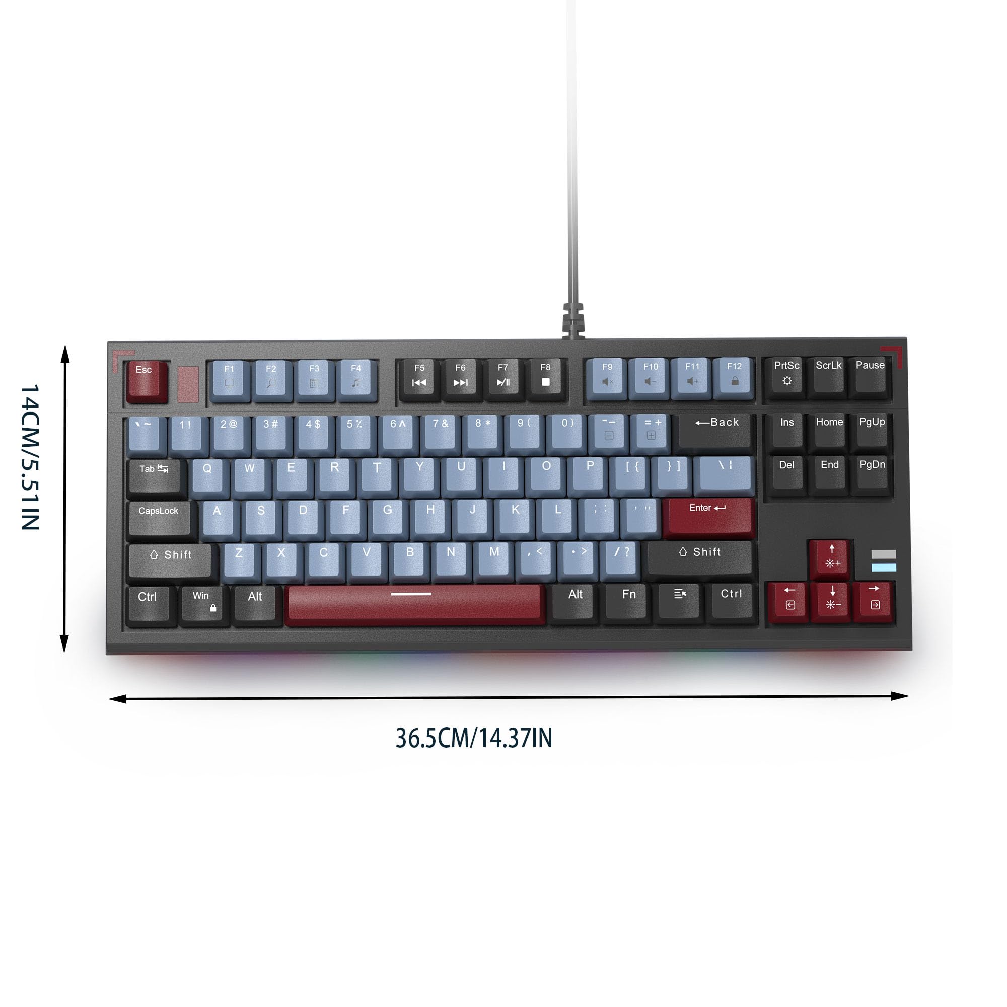MageGee 87-Key Mechanical Gaming Keyboard with Blue LED Backlit & Brown Switches for PC/Mac - Compact TKL Design for Office & Gaming