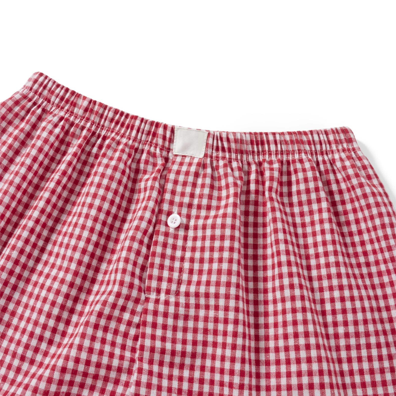 Women's Y2K Cute Gingham Checkered Plaid Pajama Shorts - Micro Boxer Sleep Lounge Shorts with Button Detail | Perfect for Sleepwear, Loungewear & Summer Night Comfort