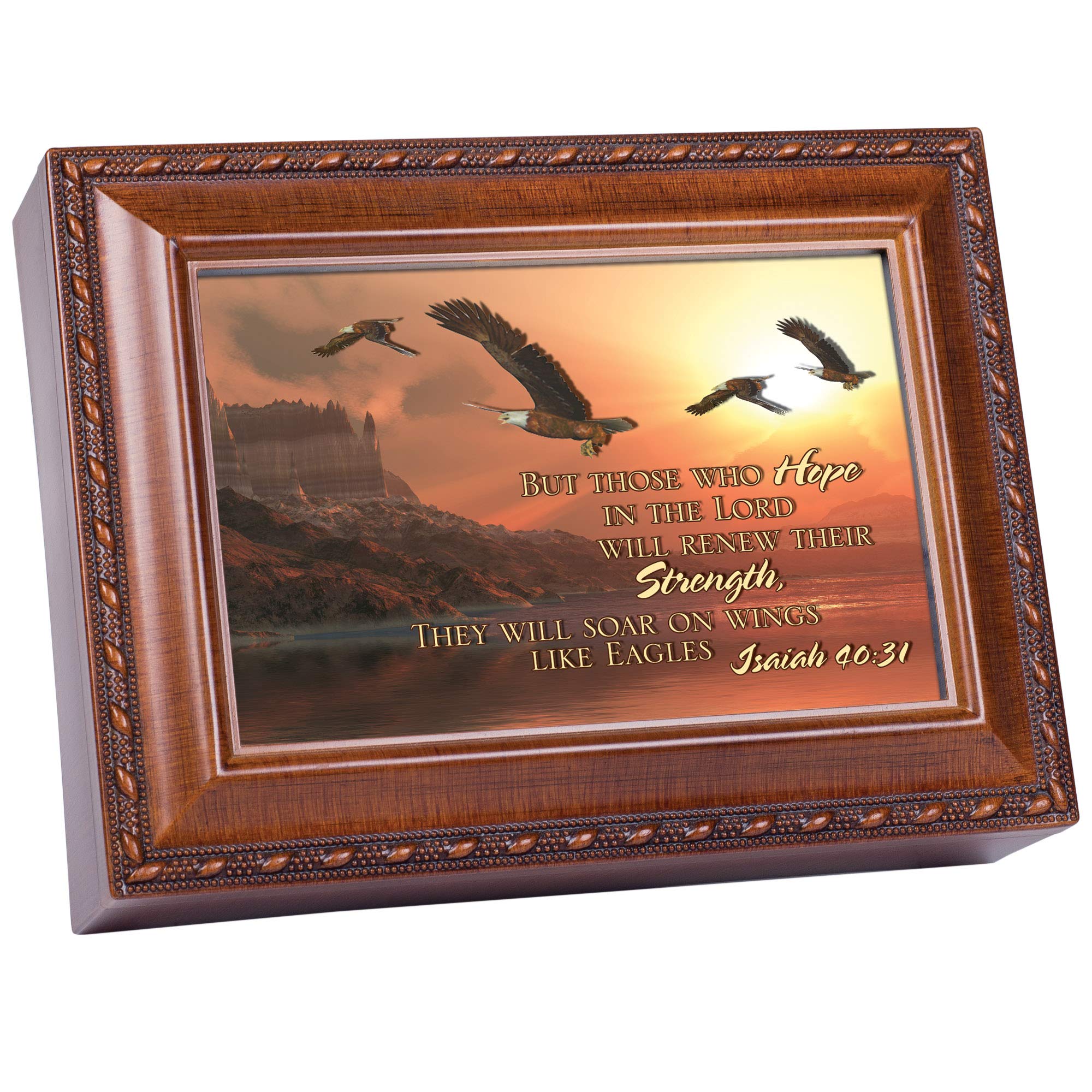 3D Woodgrain Music Jewelry Box - Cottage Garden Design Plays 