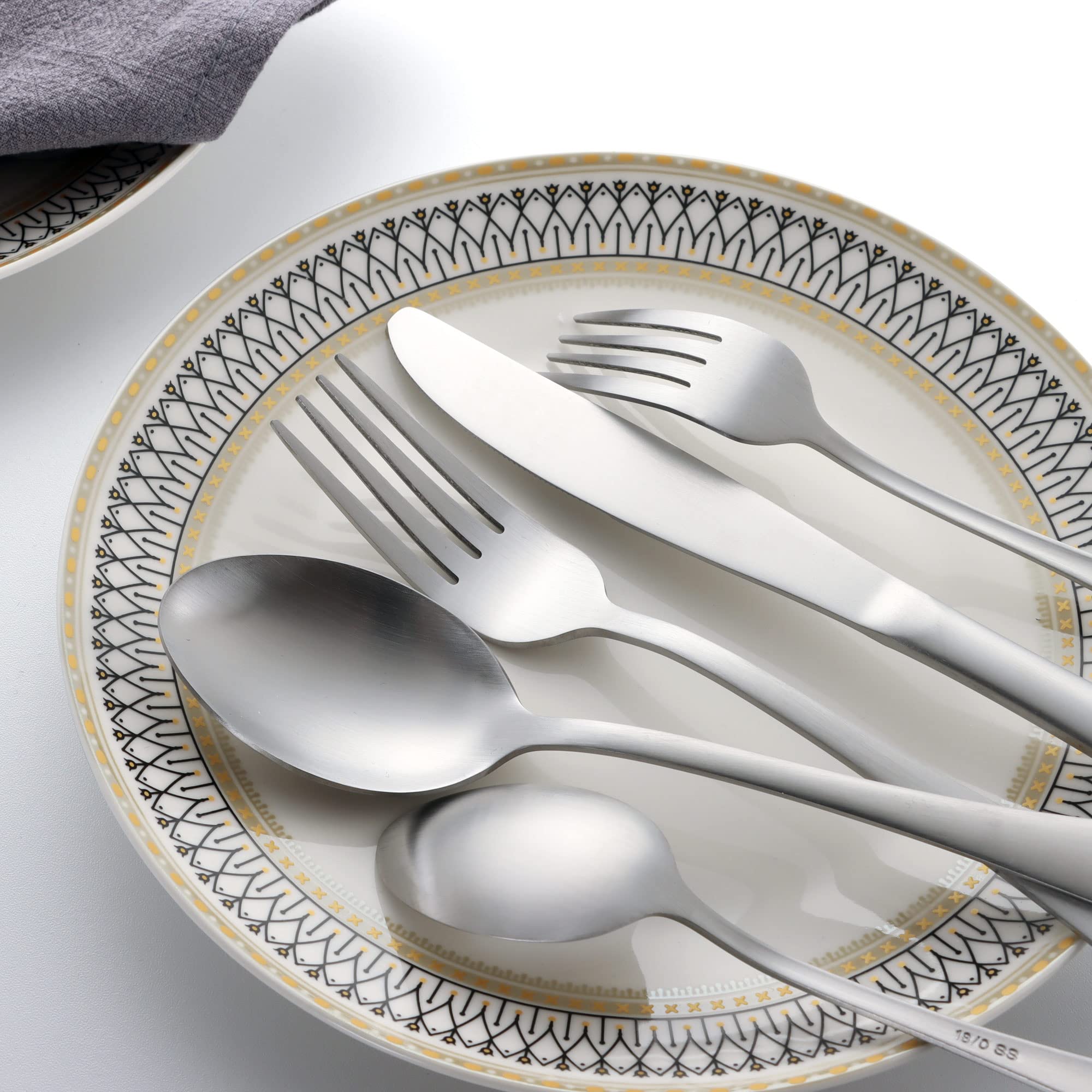 60-Piece Stainless Steel Flatware Set for 12 - LIANYU Silverware Cutlery Set with Knives, Forks & Spoons - Modern Matte Finish Tableware for Home, Restaurant & Party - Dishwasher Safe - Perfect for Dinner Parties, Weddings & Everyday Dining