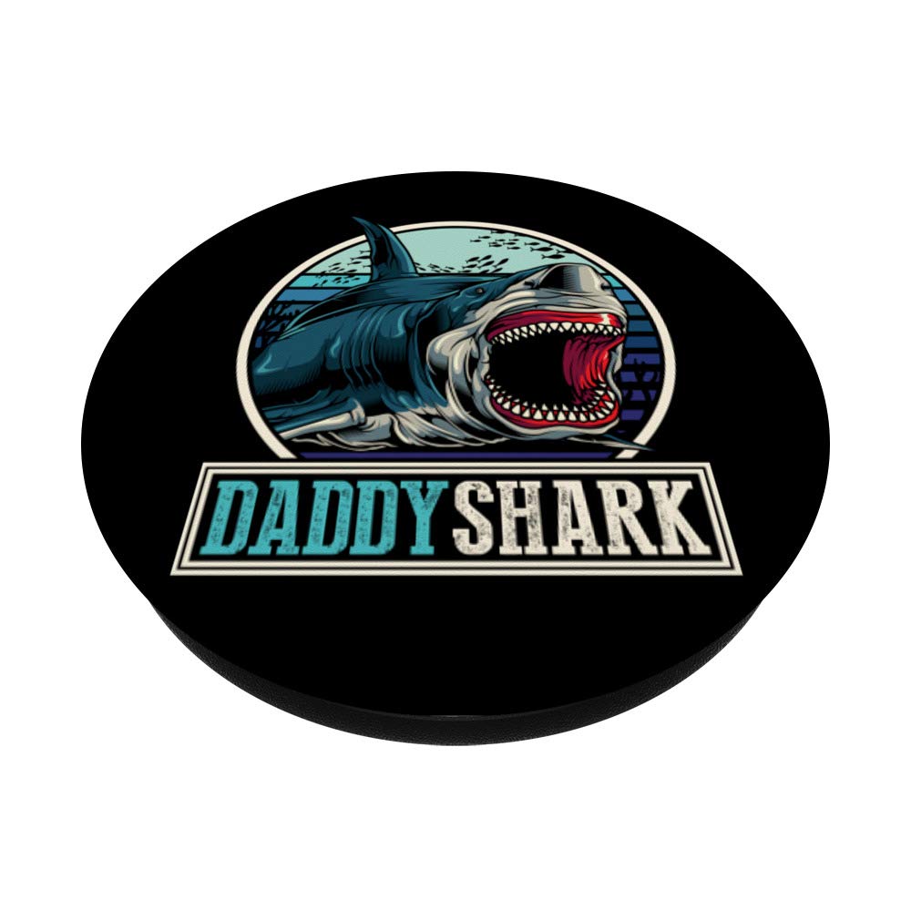 Predator Daddy Shark PopSockets PopGrip - Swappable Phone Grip for iPhone & Android, Cool Father's Day Gift for Dad Who Loves Sea Monsters & Shark Week | Perfect for Work Calls, Gaming & Outdoor Adventures