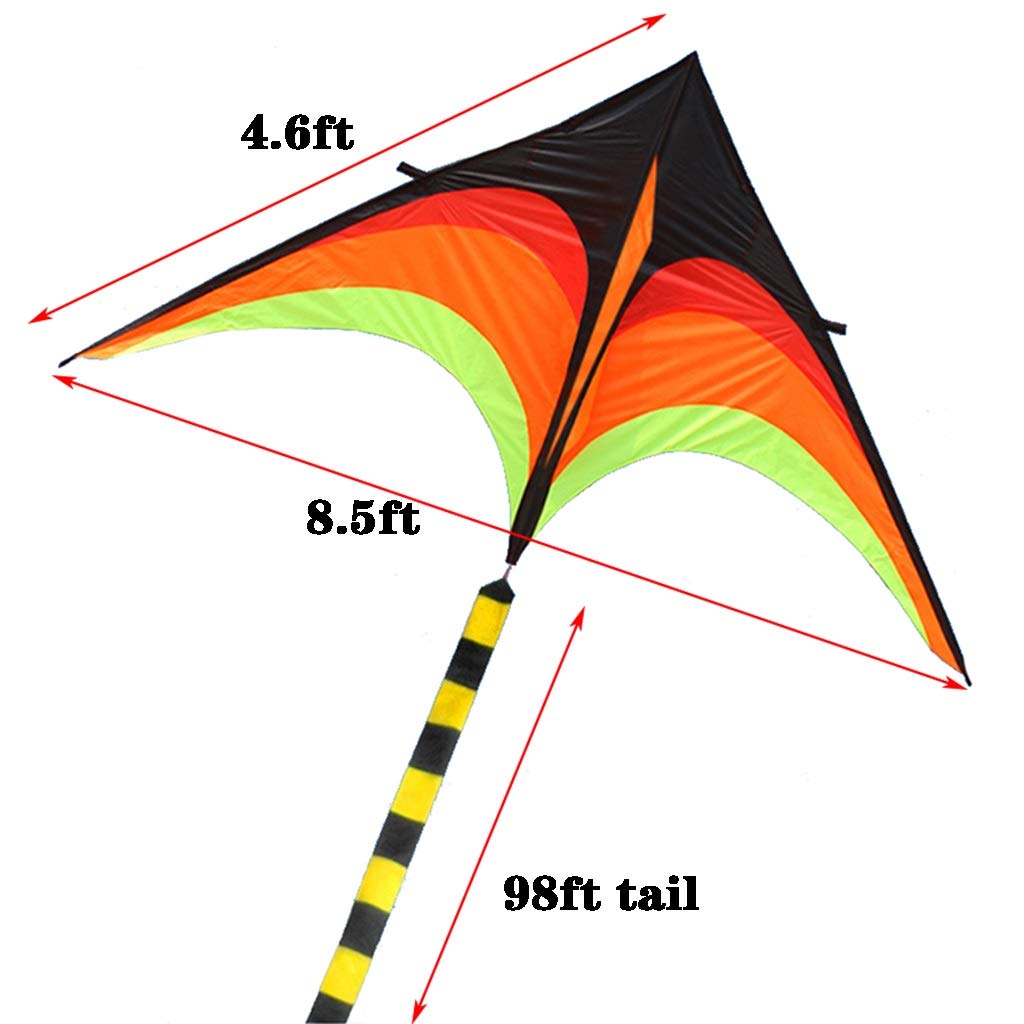 Giant Triangle Flame Kite for Adults - 8.5ft Wingspan with 98ft Tail & 3280ft Kevlar Line - Large Outdoor Flying Kite for Park, Beach & Backyard Fun - Perfect Gift for Kite Enthusiasts & Family Outdoor Activities