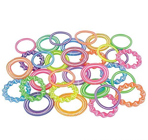 72-Piece Coil Spring Bracelets Bulk Pack (Case of 10) - Fun Stretchy Jewelry for Party Favors, Classroom Rewards & Gift Bags