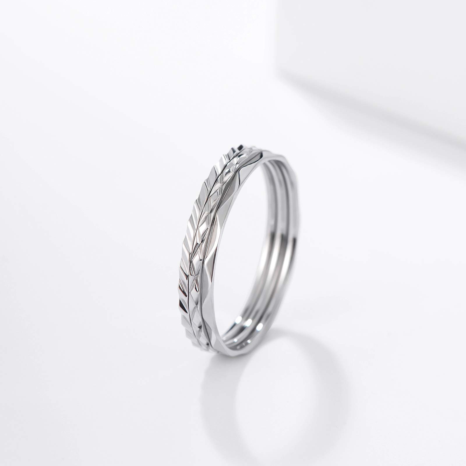 KAZITSAN 3pc Stainless Steel Stacking Rings - Silver/Rose Gold Wedding Bands for Women & Men | Fashion Jewelry Gift