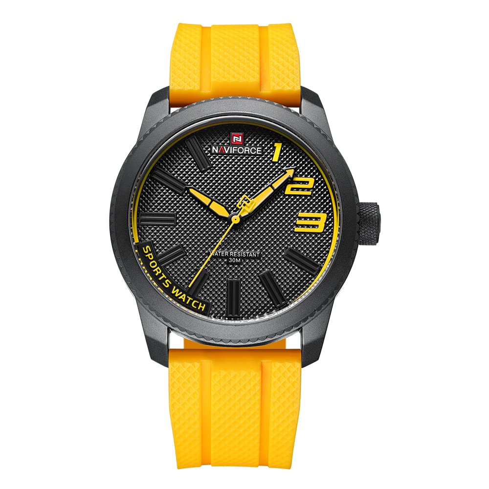 NAVIFORCE Waterproof Sports Watch for Men and Boys - Durable Silicone Band with Second Hand - Perfect for Running, Swimming, and Outdoor Activities