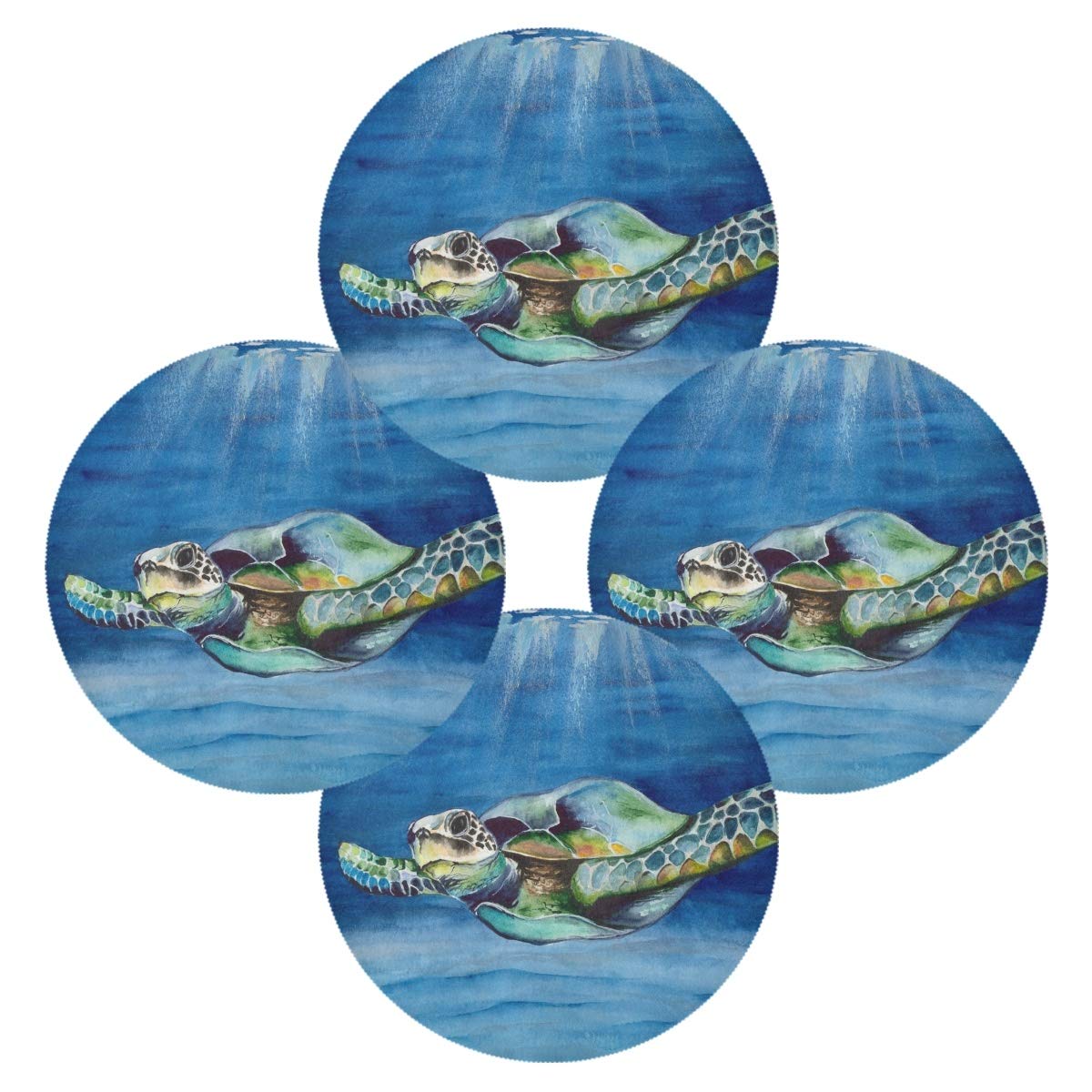 Colorful Sea Turtle Placemats for Dining Table - 15.4 Inch Waterproof Table Mats, Holiday Home Decor for Beach House, Kitchen & Outdoor Picnics