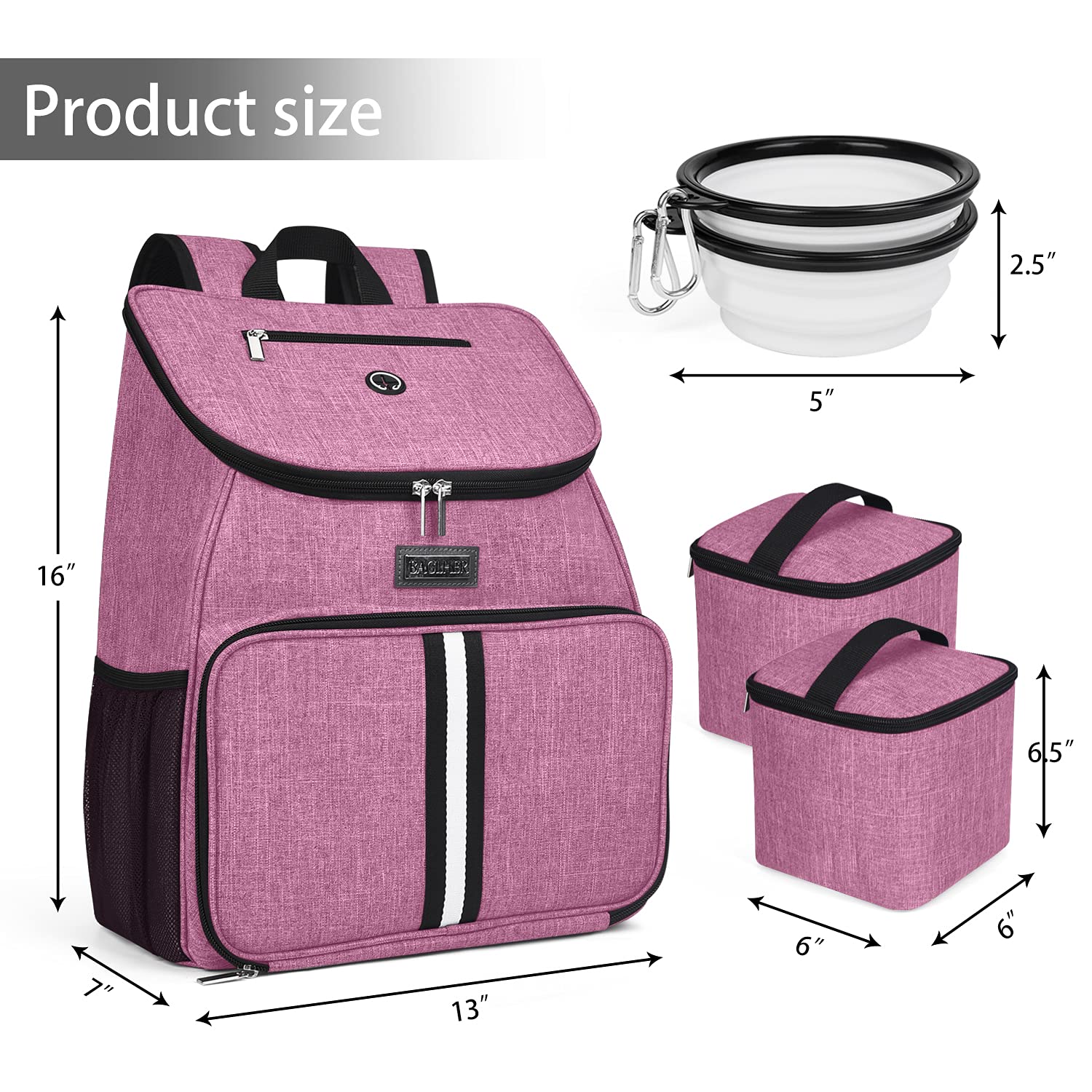 BAGLHER Airline Approved Dog Travel Backpack - Pet Carrier with 2 Collapsible Bowls & Food Containers for Small Medium Dogs - Perfect for Air Travel, Hiking & Outdoor Adventures
