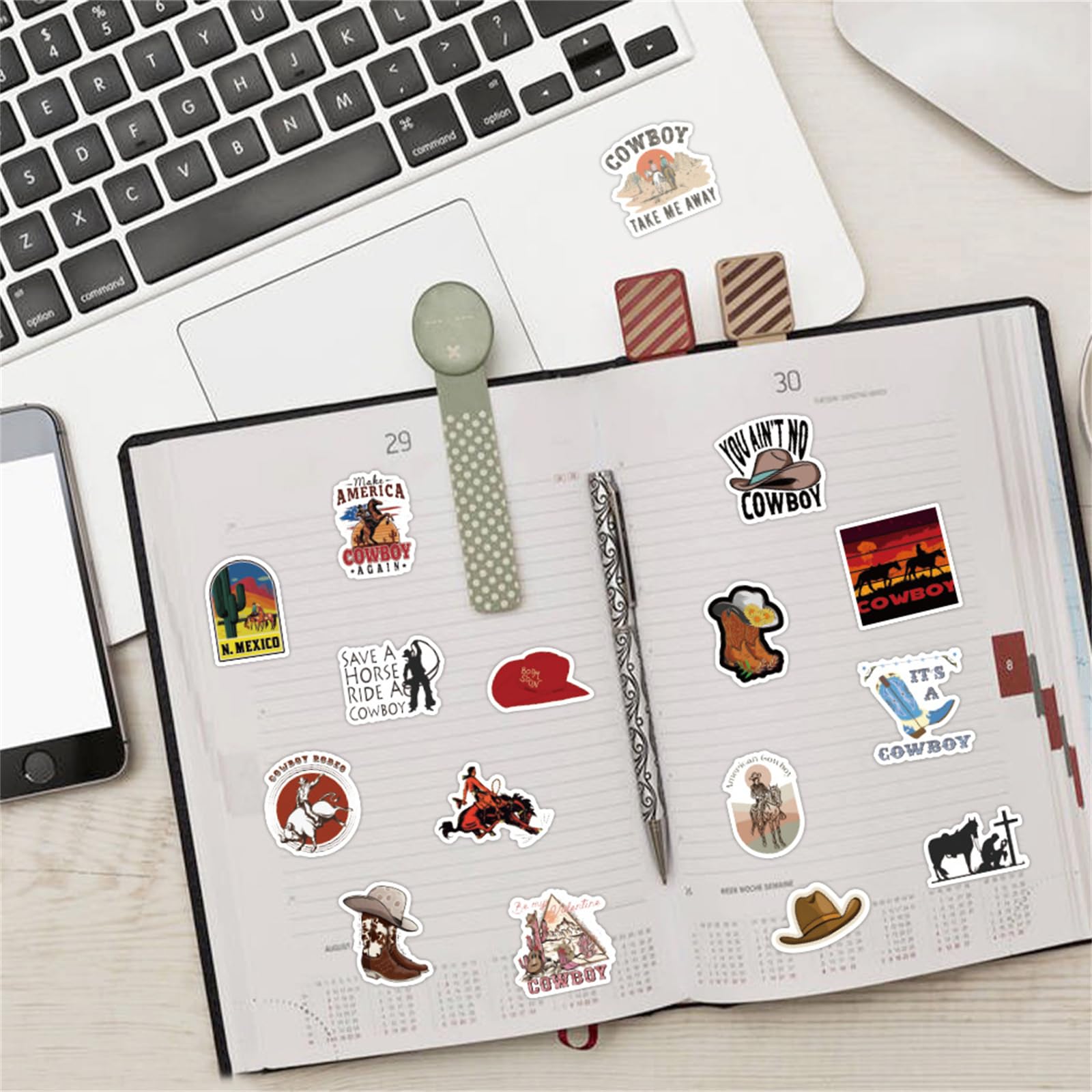 64PCS Western Cowboy Stickers - Waterproof Vinyl Decals for Water Bottles, Laptop, Luggage & Guitar | Country Themed Stickers for Adults & Teens | Perfect for DIY Crafts, Scrapbooking & Western Decor