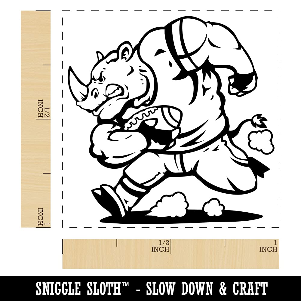 Rampaging Rhino 1 Inch Small Black Ink Self-Inking Rubber Stamp for Football Athletic Sports - Perfect for Coaches, Players, and Team Spirit Events