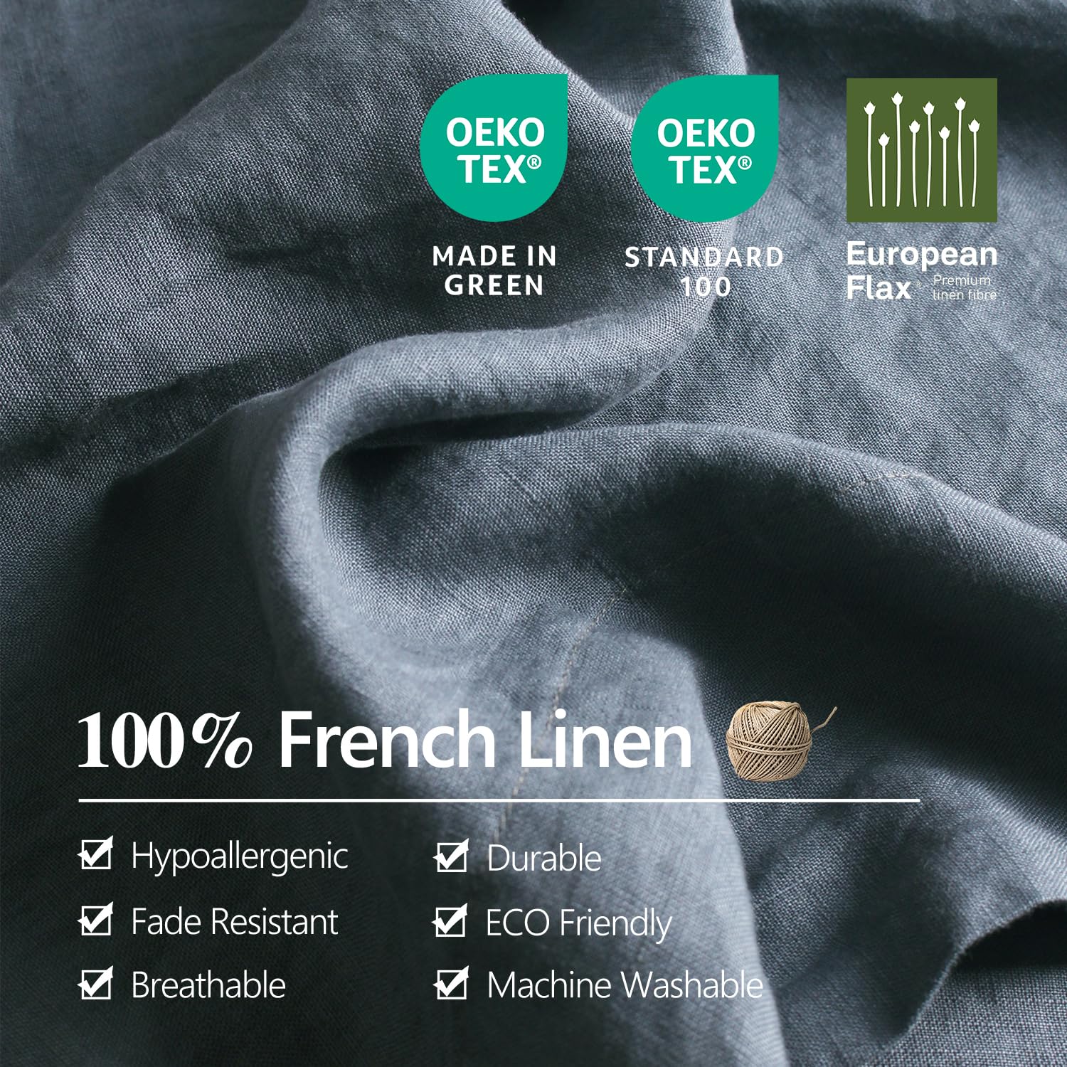 Premium 100% Organic French Flax Linen Sheet Set Queen Size - Stone Washed Ultra Soft 4-Piece Bedding in Silver Grey | Eco-Friendly Breathable Bed Sheets for All-Season Comfort | Perfect for Master Bedroom, Guest Room & Vacation Homes