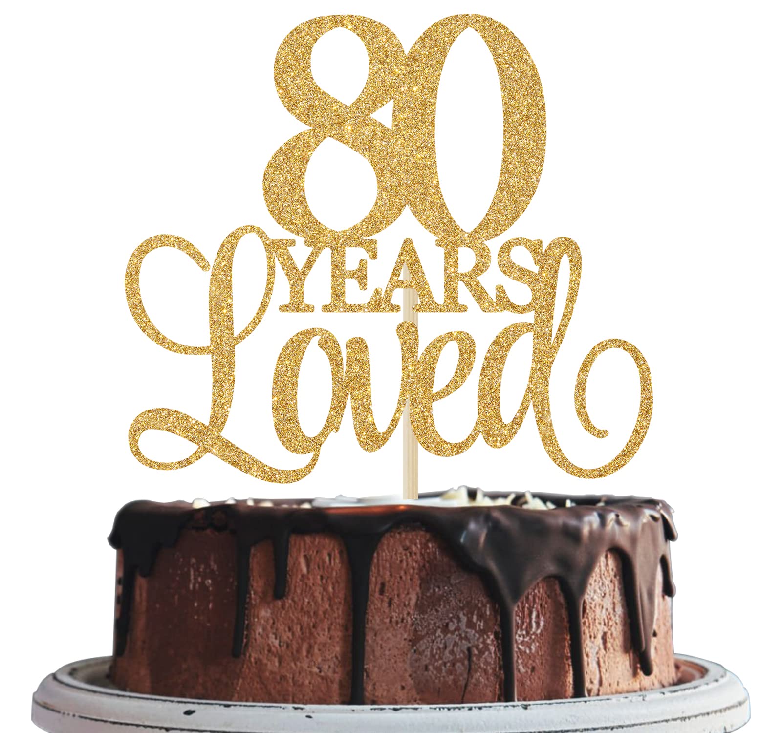80th Birthday Cake Topper - Gold Glitter 'Cheers to 80 Years' Decor for Anniversary Parties, Wedding Celebrations & Milestone Events - Perfect for 80th Birthday, Wedding Anniversary & Special Occasion Cake Decorations
