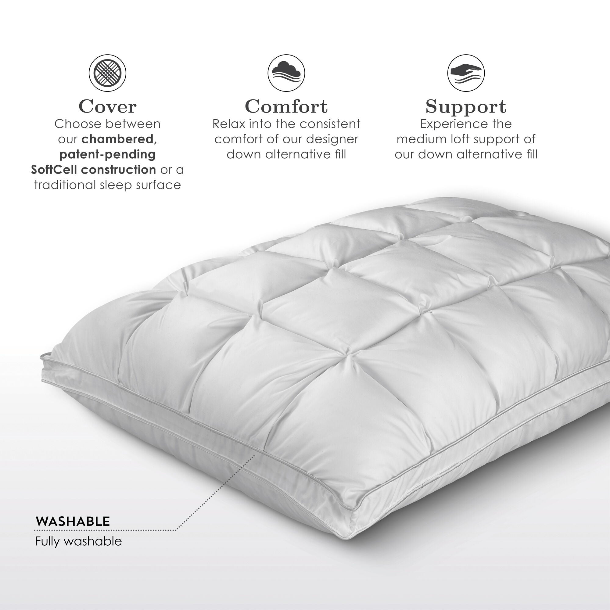 Fabrictech SoftCell Lite Pillow - Ultra Soft & Breathable Memory Foam Pillow for Side & Back Sleepers - Perfect for Home, Office & Travel Use