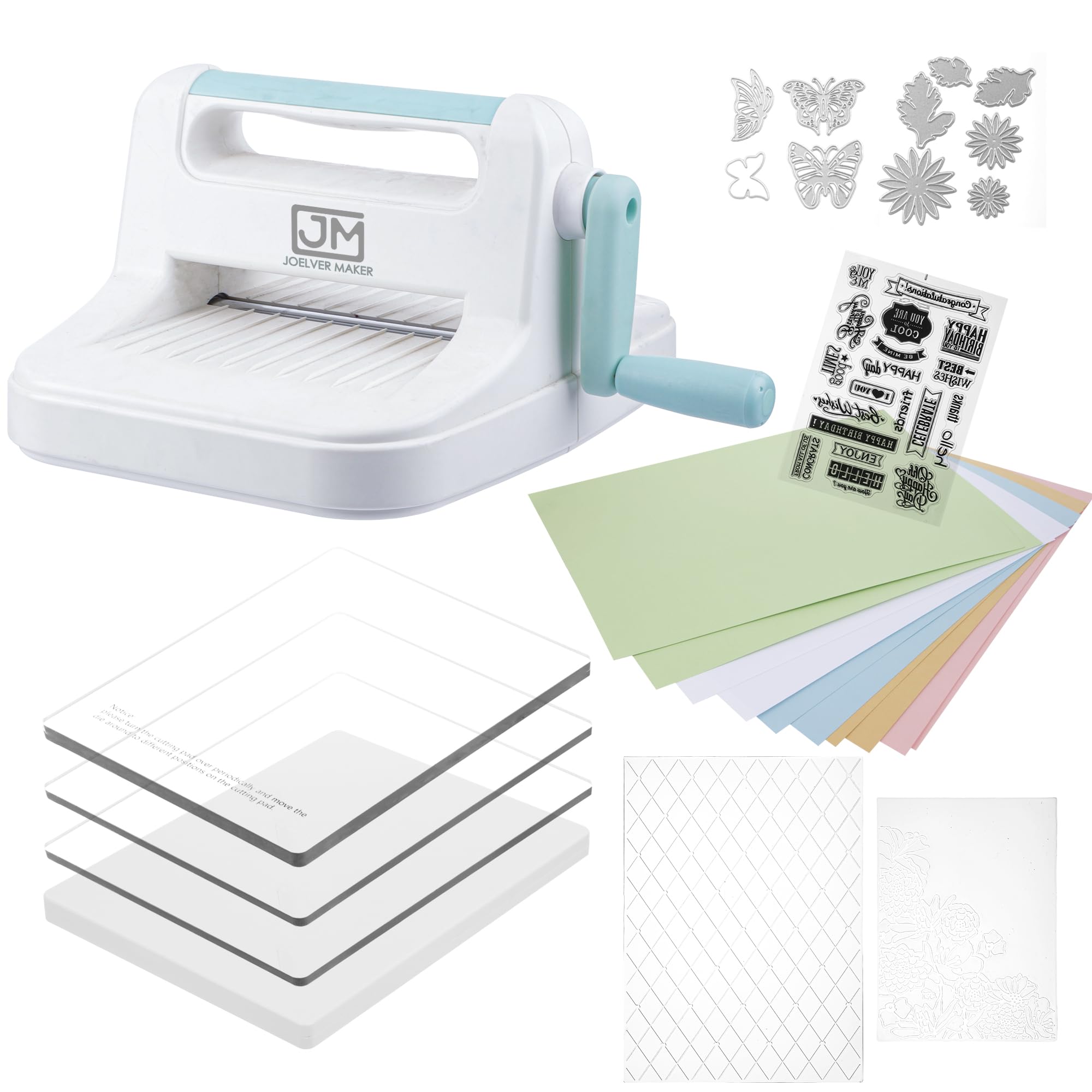 6-Inch Manual Die Cutting and Embossing Machine for Scrapbooking, Card Making, DIY Crafts - Starter Tool with Plates (Blue) | Perfect for Home Crafting, Paper Projects, and Gift Making