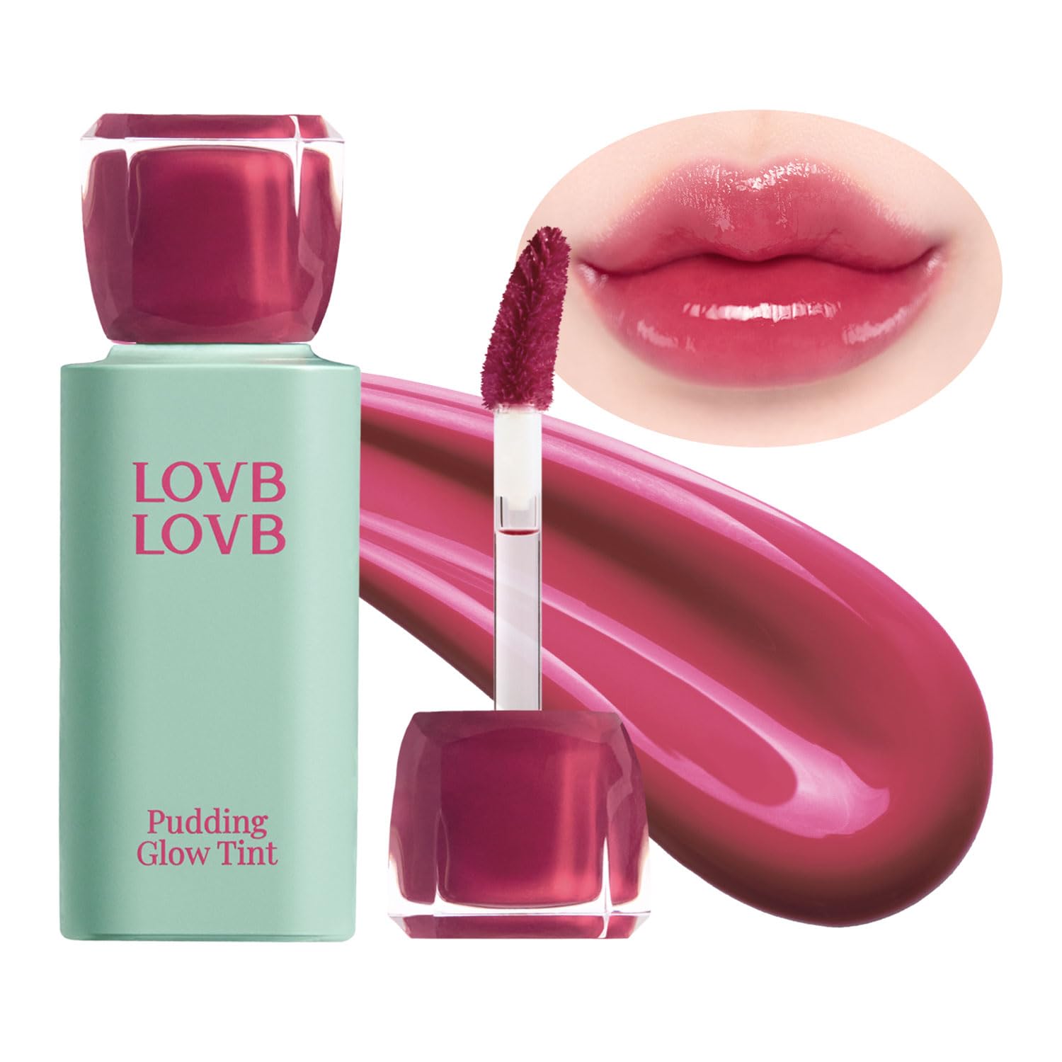 Pudding Glow Korean Lip Tint - Natural Long-Lasting Lip Stain (0.14 oz) | Gloss to Matte Finish | Non-Sticky & Lightweight | Perfect for Everyday Wear & Makeup Looks (Shade: 02 Ending Rose)