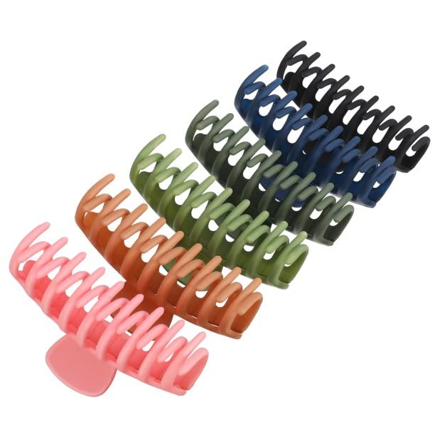 ALIBA COLLECTION Non-Slip Matte Hair Claw Clips for Women - 4.3 Inch Large Strong Hold Hair Clips for Thick & Thin Hair (6 Pack Multicolor) - Perfect for Updos, Ponytails & Everyday Hairstyles