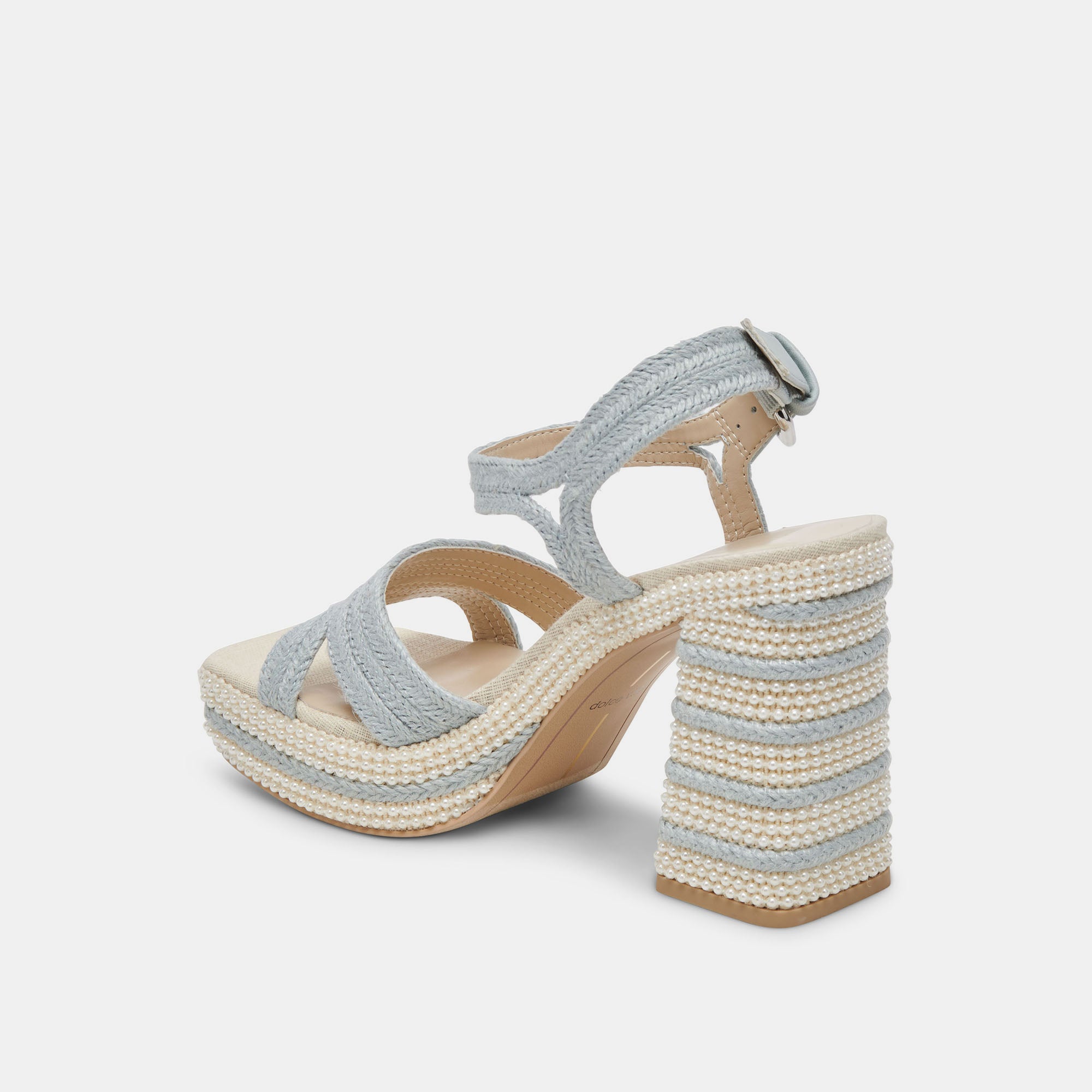 ANIRA Pearl Heels for Women - Light Blue Pearl Embellished High Heels | Elegant Evening Shoes for Parties, Weddings & Special Occasions