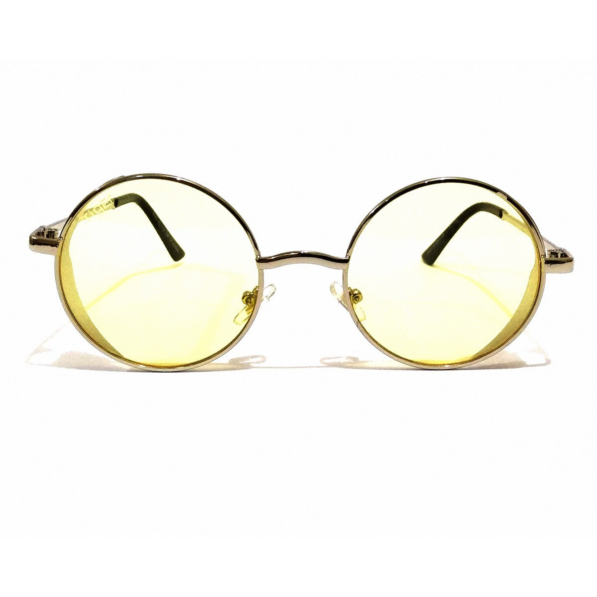 Silver Round Sunglasses with Yellow Lens - UV Protection Fashion Shades for Women & Men - Perfect for Beach, Driving, and Outdoor Activities