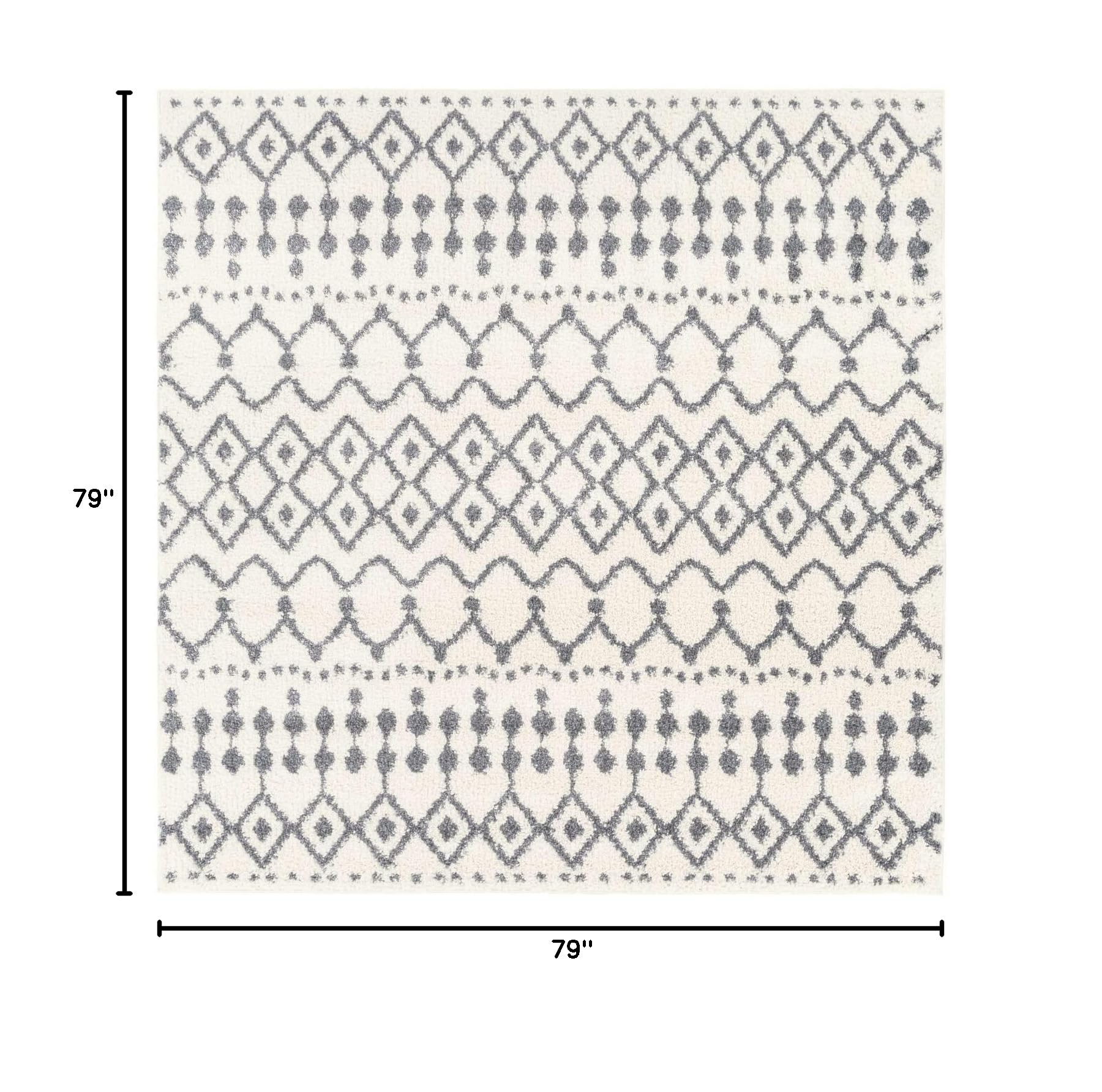 Mark&Day 7x7 Occitanie Shag Square Area Rug - Soft White Plush Carpet for Living Room, Bedroom, Kitchen | 6'7