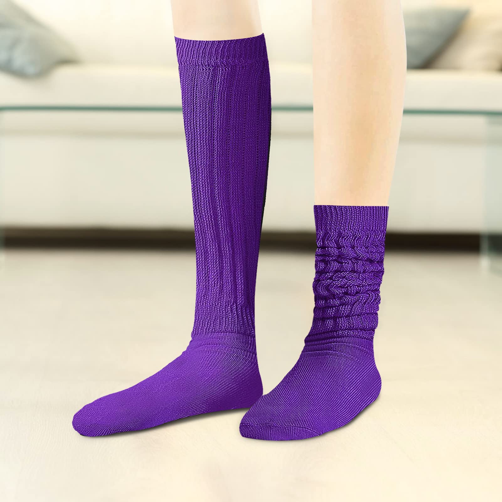 Women's Slouch Socks - Long Knit Scrunch Socks for Girls & Women - Cozy Casual Wear for Lounge, Home, and Winter Outfits