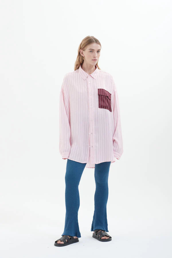 Felicia Women's Casual Shirt - Soft Cotton Blouse in Pink & Burgundy Colors for Work, Date Night and Everyday Wear