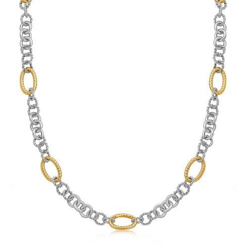 18K Yellow Gold & Sterling Silver Rhodium Plated Multi-Style Chain Necklace - 18 Inch Length for Women, Elegant Layering or Statement Piece - Perfect for Weddings, Parties & Everyday Wear